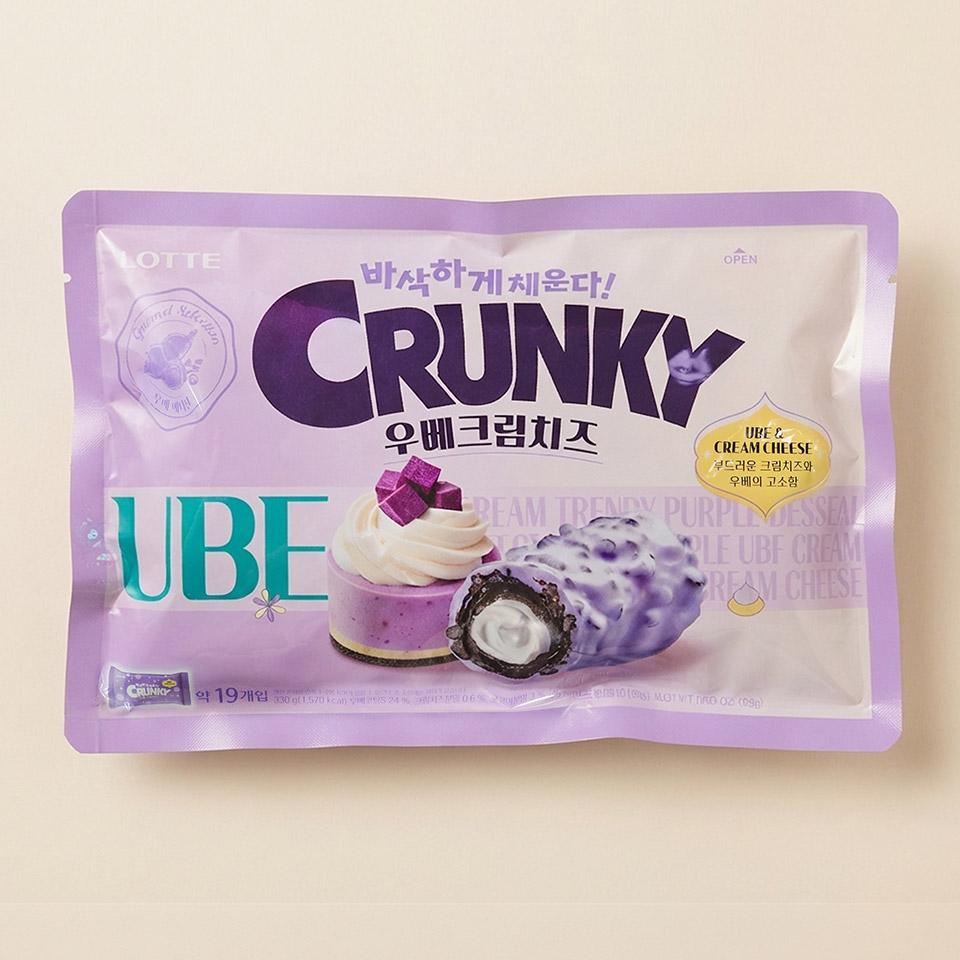 롯데웰푸드 크런키 초코바 우베크림치즈맛